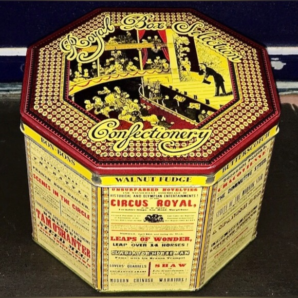 Vintage Metal Lidded ROYAL BOX SELECTION Confectionery Huntley Boone & Stevens - Picture 6 of 11